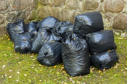 Segregated skips ready for collection at a Vauxhall site