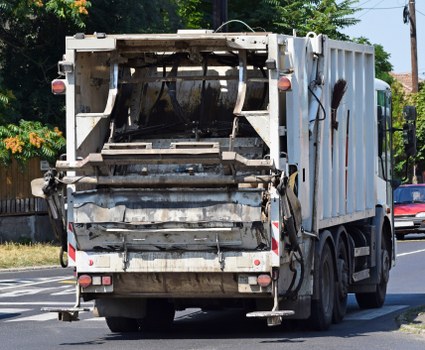 Professional workers managing construction waste